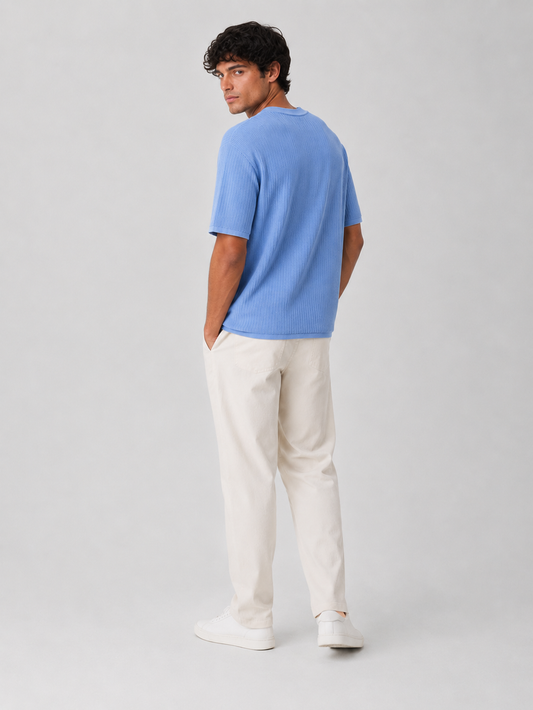 Rib Knit Cotton T-Shirt