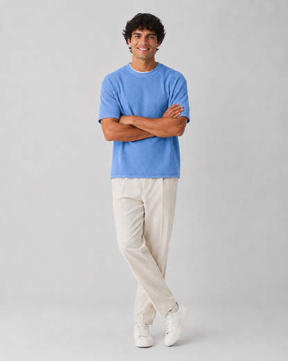 Rib Knit Cotton T-Shirt