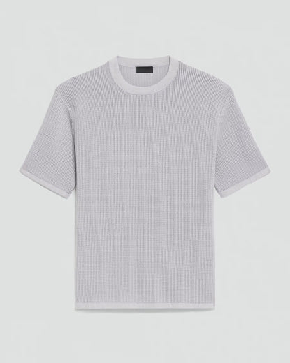 Rib Knit Cotton T-Shirt